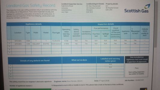 Gas Safety Cert April 2018 Gas Safety Cert